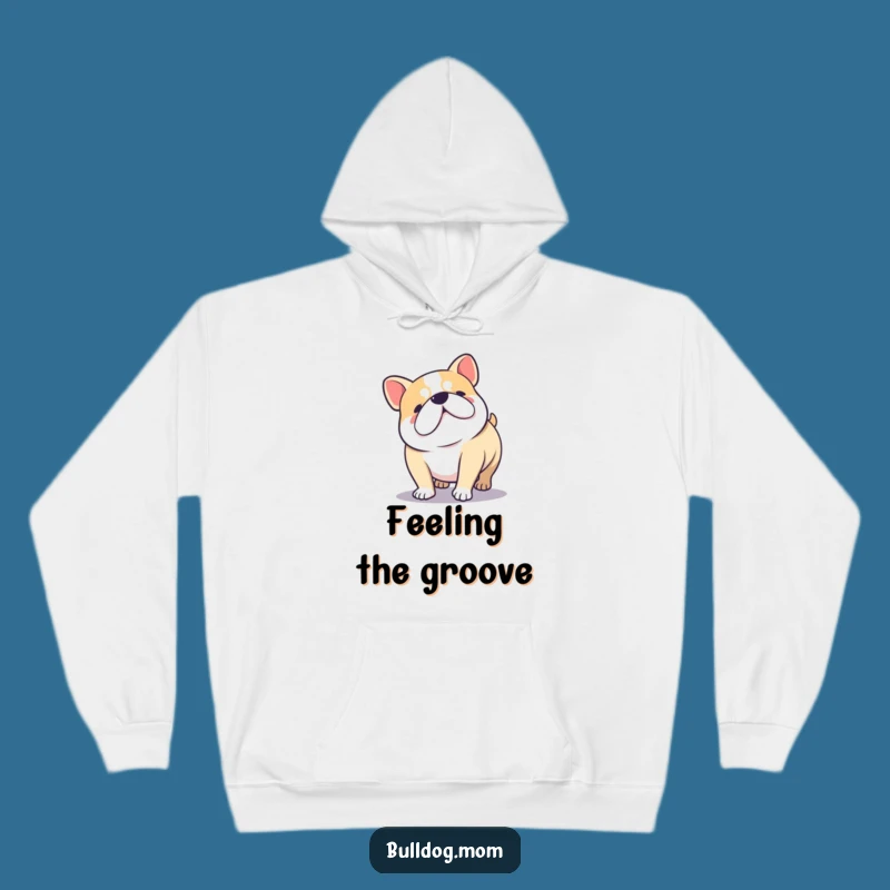 Cozy Funny Kawaii Bulldog Wiggle Hoodie - Chubby Dog Lover Comfort Gift