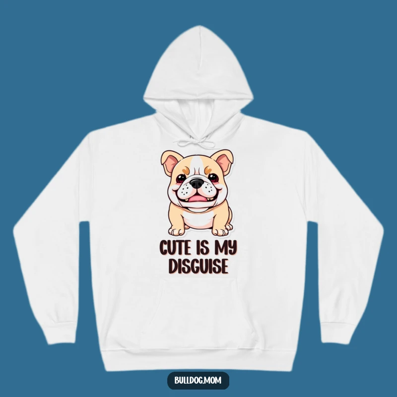 Funny Kawaii Bulldog Hoodie: Playful Snarl Smile Warmth, Comedic Comfort