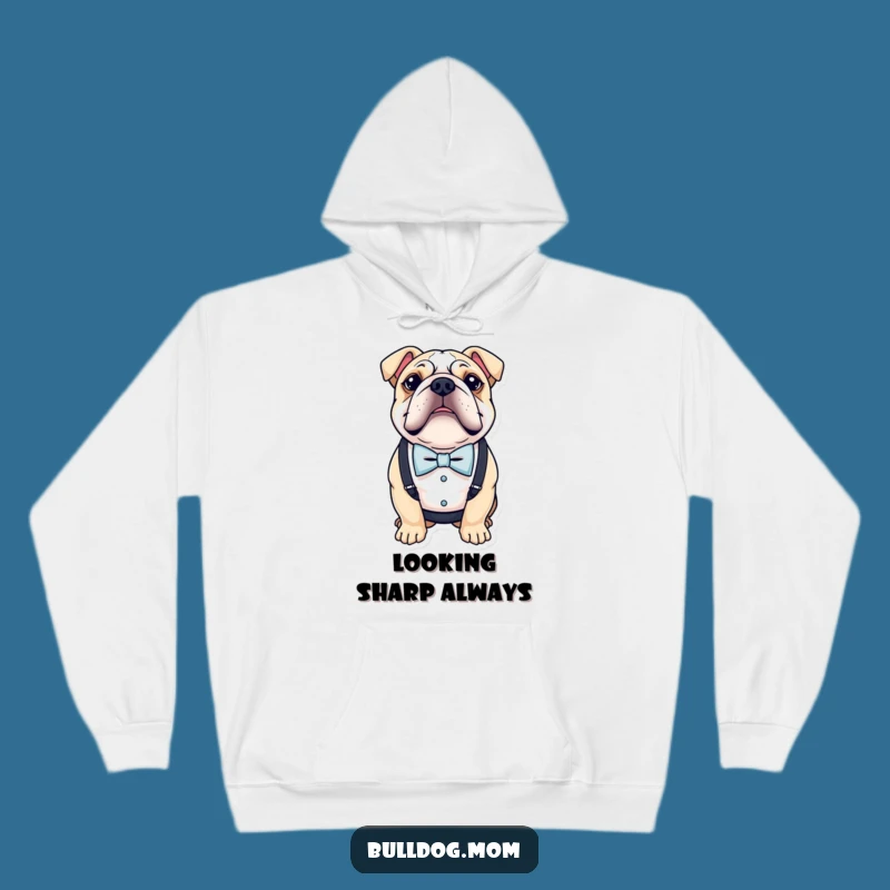 Funny Bulldog Hoodie: Dapper Bow Tie Suspenders Gift