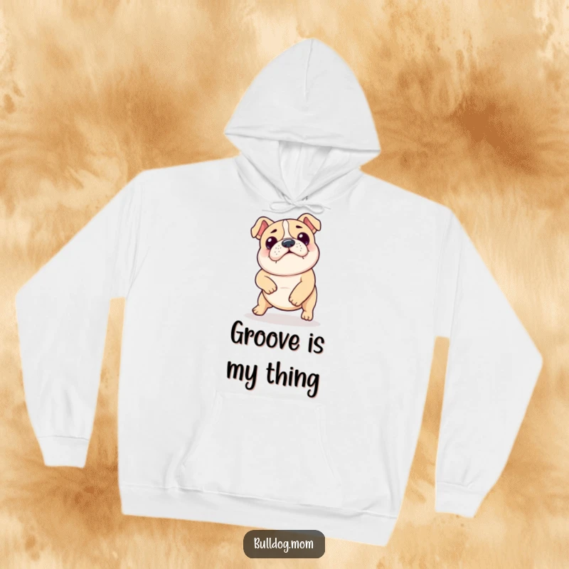 Funny Kawaii Bulldog Shuffle Hoodie: Adorable bulldog doing a funny shuffle, offering cozy warmth and hilarious doggy charm.