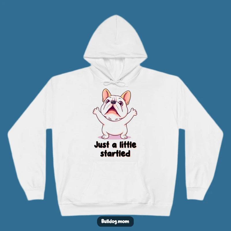 Funny Kawaii Bulldog Hoodie: Cozy Startled Pup Sweatshirt Gift