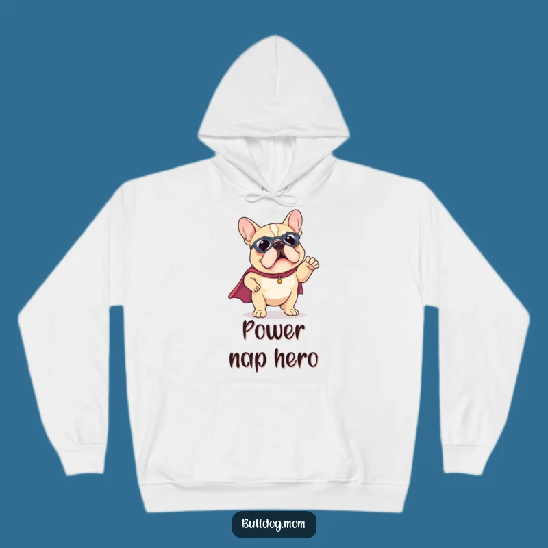 Funny Kawaii Bulldog Superhero Cape Hoodie - Cozy Heroic Pose Puppy