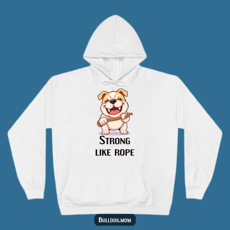 Funny Kawaii Bulldog Tug-of-War Hoodie - Cozy Happy Grunt Puppy