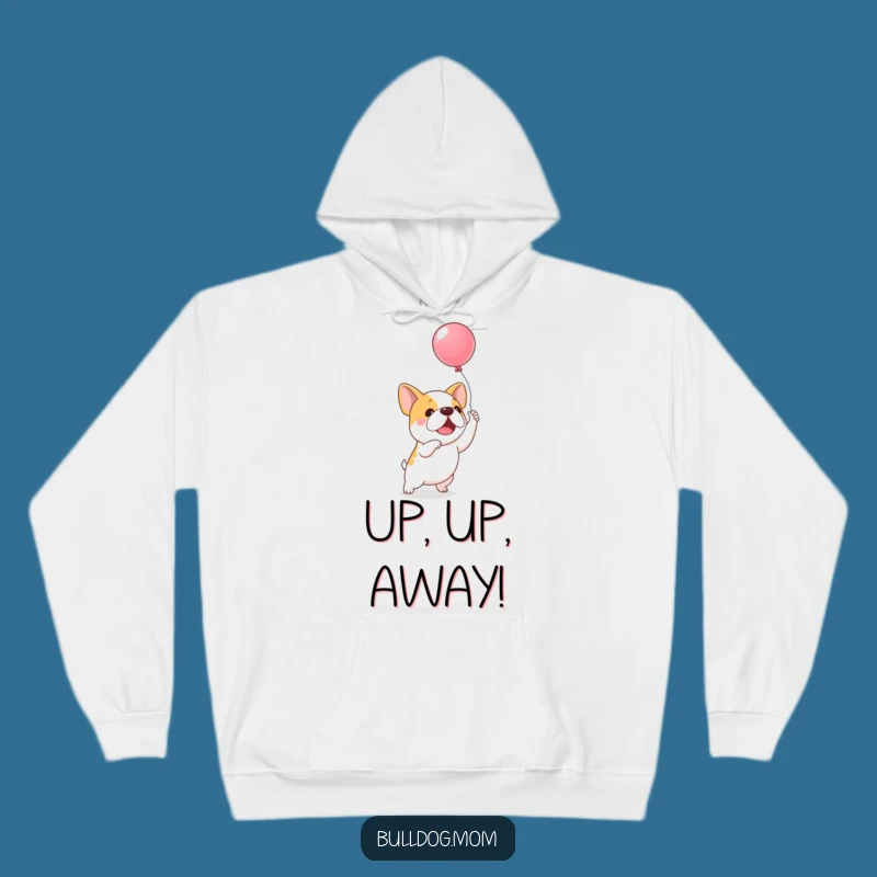 Cozy Funny Balloon Bulldog Hoodie: Warm hoodie featuring an excited pup chasing a balloon, a great funny gift.