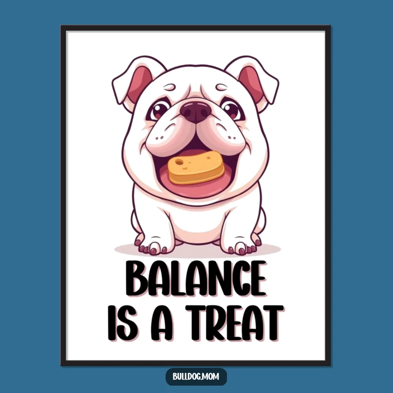 Funny Free Printable Wall Art: Bulldog Balancing Treat - Quirky Downloadable Decor