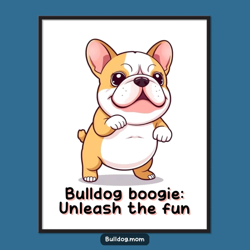 Free Printable Wiggly Bulldog Dance Art: Funny Downloadable Decor for Dog Lovers