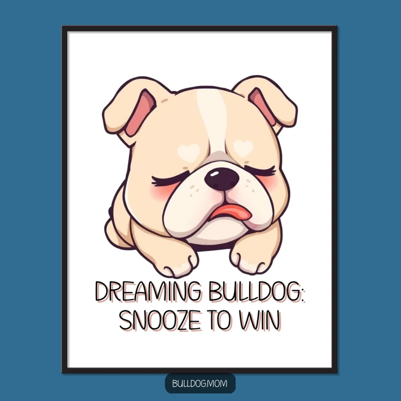 Free Printable Sleepy Bulldog Art: Funny Downloadable Chill Decor