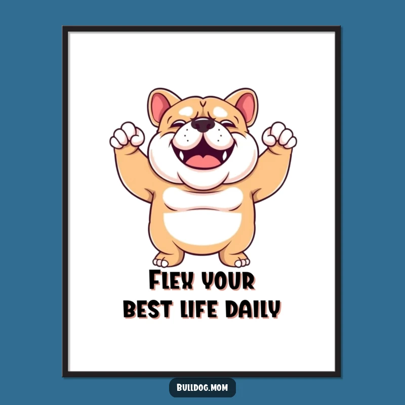 Flexing Bulldog Wall Art Free Printable: Strong Dog Downloadable Poster