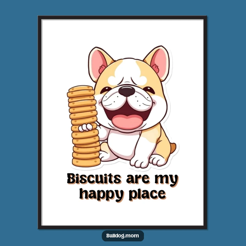 Free Printable Bulldog Art: Funny Biscuit Balance Poster, Humorous Downloadable Gift