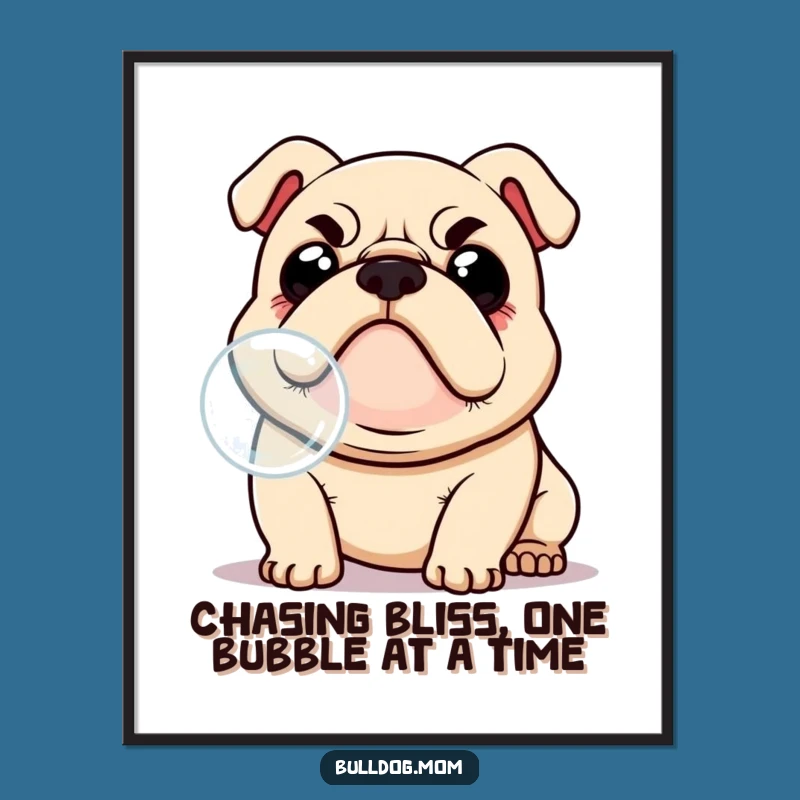 Free Printable Kawaii Bulldog Art: Funny Dog Poster, Humorous Downloadable Gift