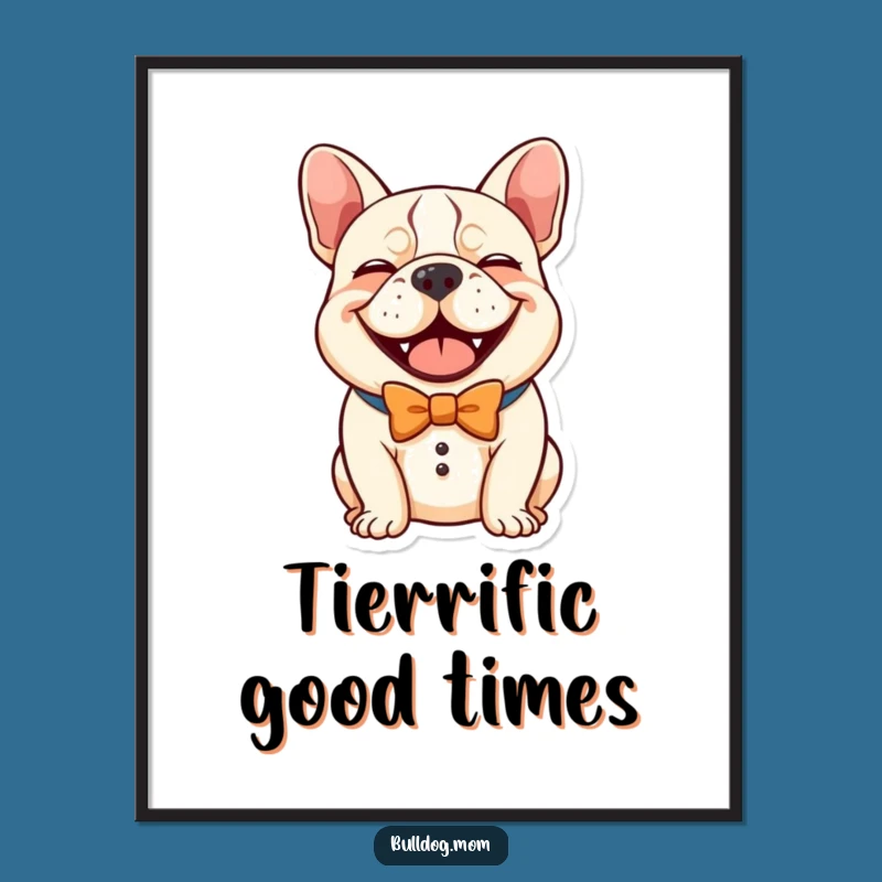 Free Printable Kawaii Bulldog Wall Art: Funny Laughing Decor, Downloadable Art