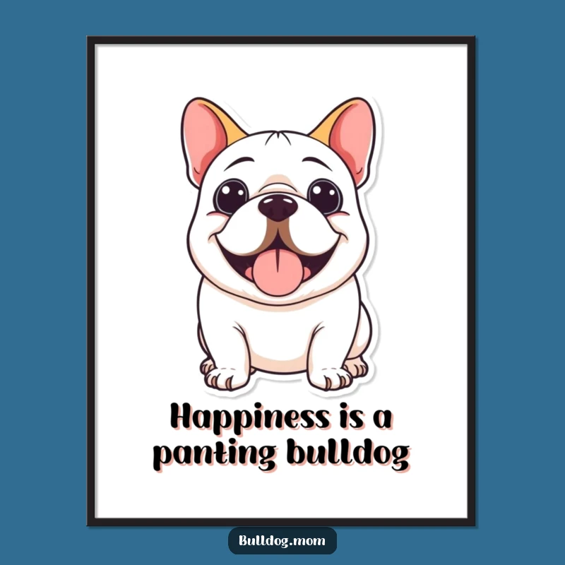 Free Printable Wall Art: Smiling Kawaii Bulldog - Cheerful Downloadable Decor!