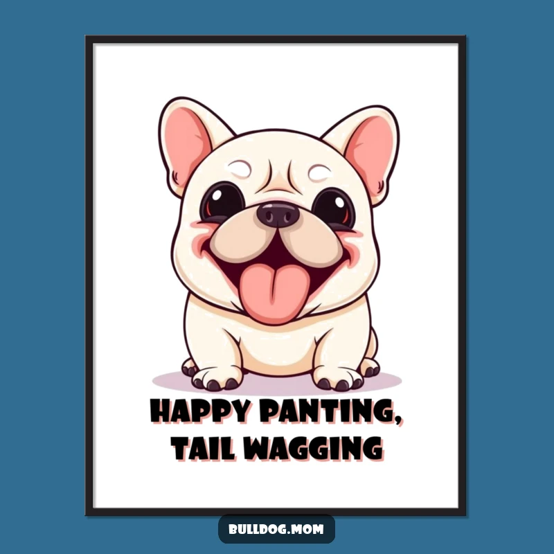 Free Printable Wall Art: Funny Kawaii Bulldog Excited, Quirky Downloadable Decor