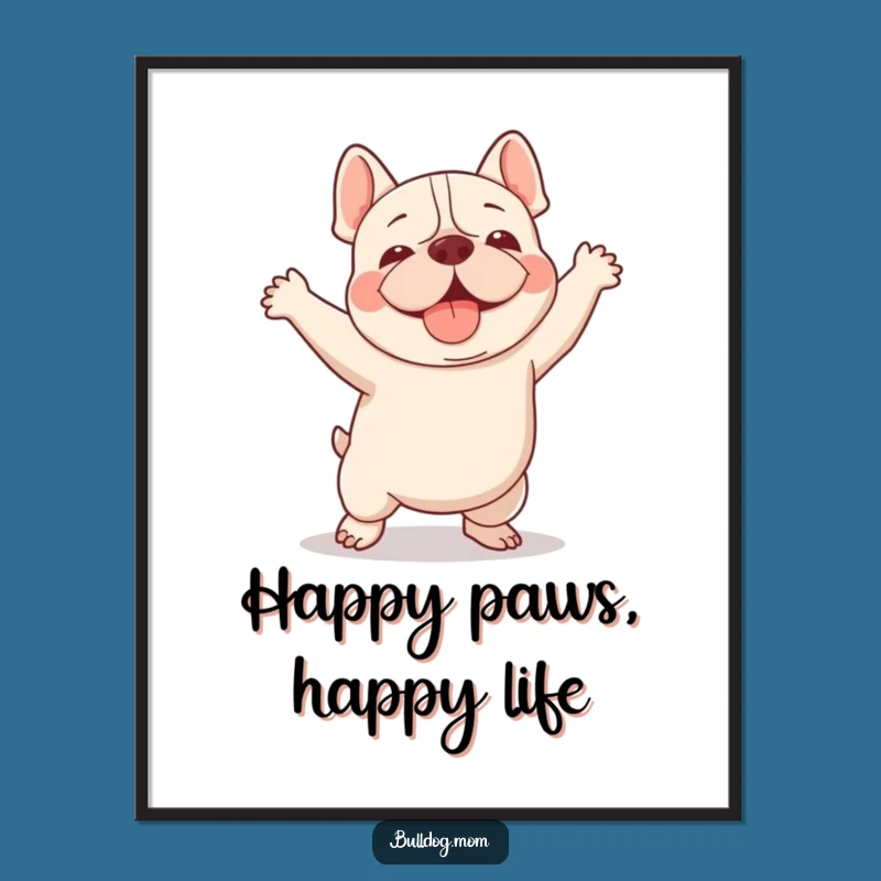 Free Printable Wall Art: Funny Kawaii Bulldog Dancing, Quirky Downloadable Decor