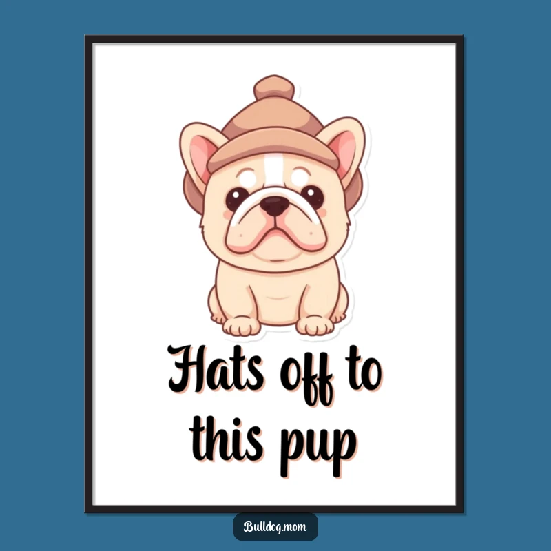 Funny Free Printable Wall Art: Bulldog Pup Hat Peek - Quirky Downloadable Decor