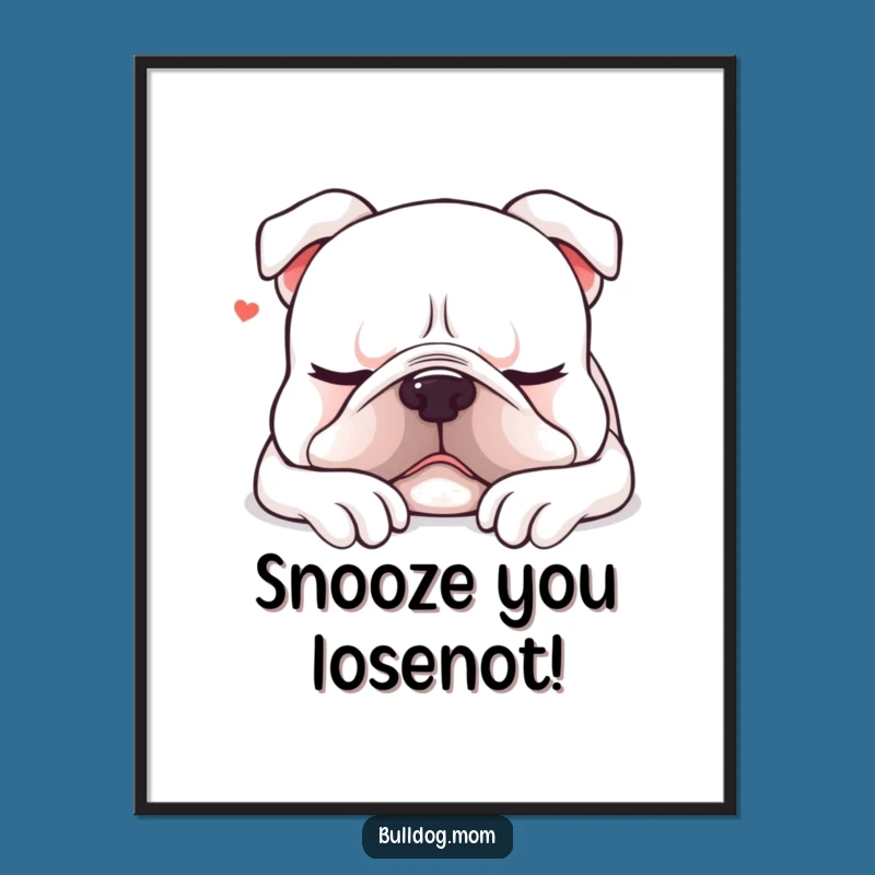 Free Printable Wall Art: Sleepy Kawaii Bulldog Downloadable Decor for Cozy Spaces