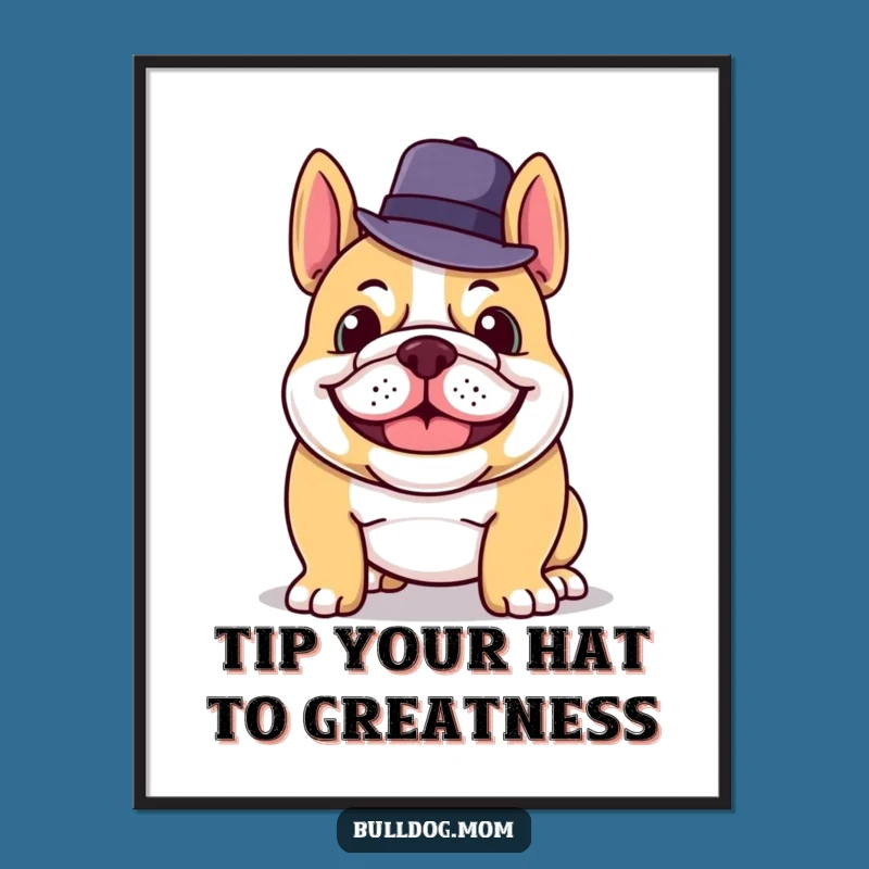 Funny Bulldog Wall Art Free Printable: Dapper Hat-Tipping Pup, Downloadable Art