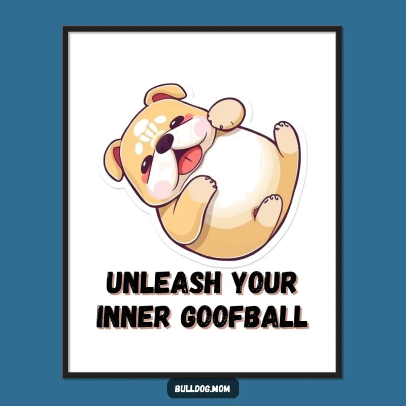 Funny Free Printable Wall Art: Playful Bulldog Rolls for Whimsical Home Decor