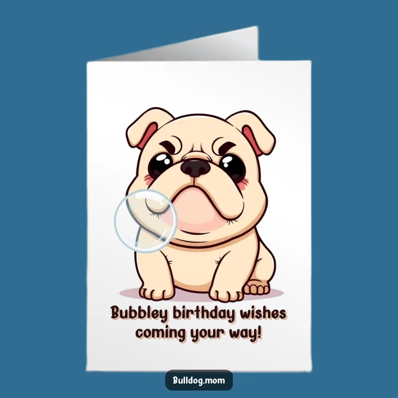 Free Printable Kawaii Bulldog Birthday Card: Funny Dog Gift, Instant Download