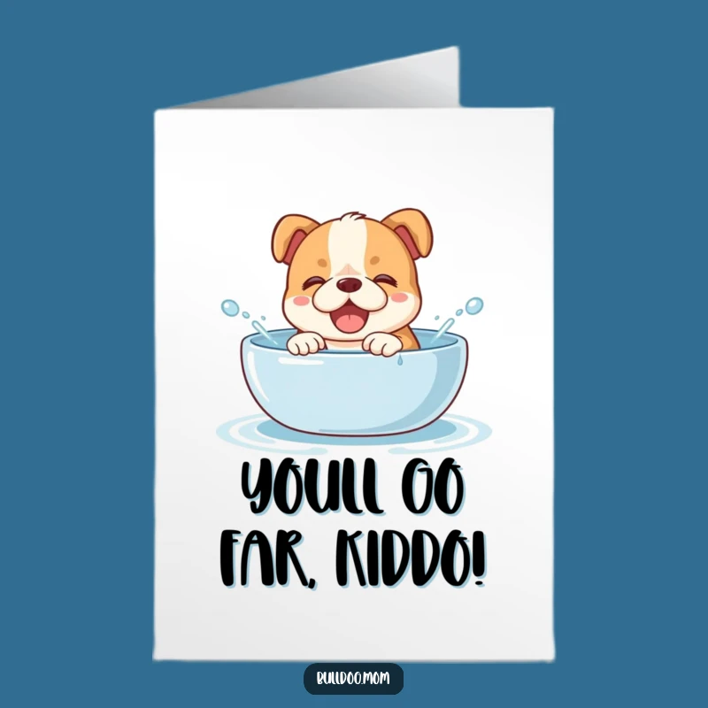 Free Printable Congrats Card: Bulldog Cub Splash Celebration, Joyful Gift