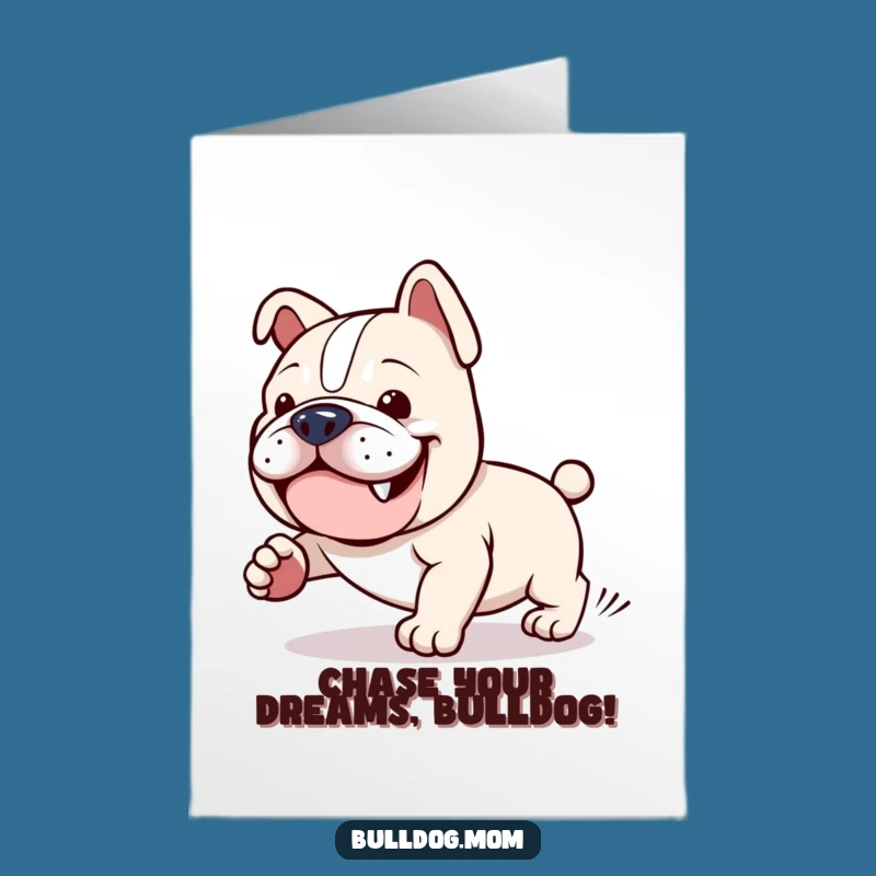 Free Printable Congrats Card: Funny Kawaii Bulldog Tail Chase for a Humorous Downloadable Gift