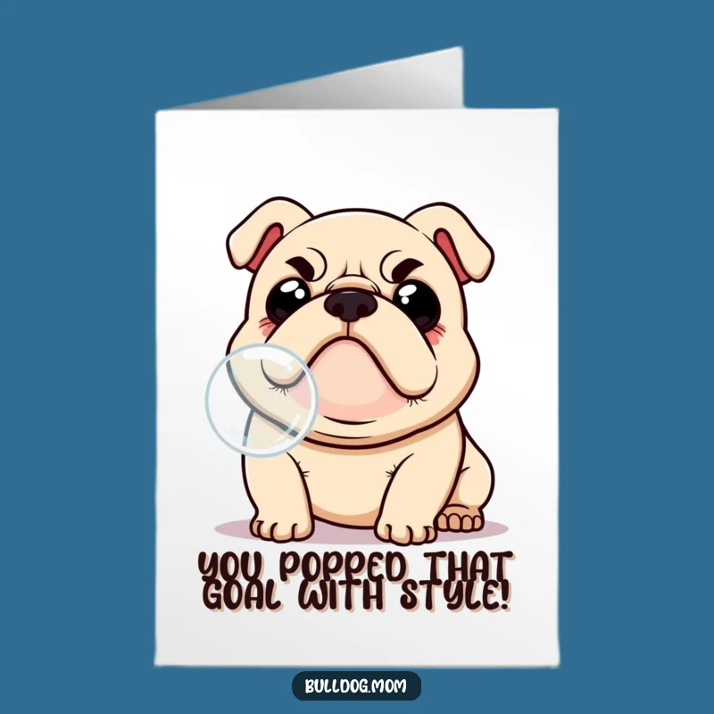 Free Printable Kawaii Bulldog Congrats Card: Humorous Dog Gift, Instant Download