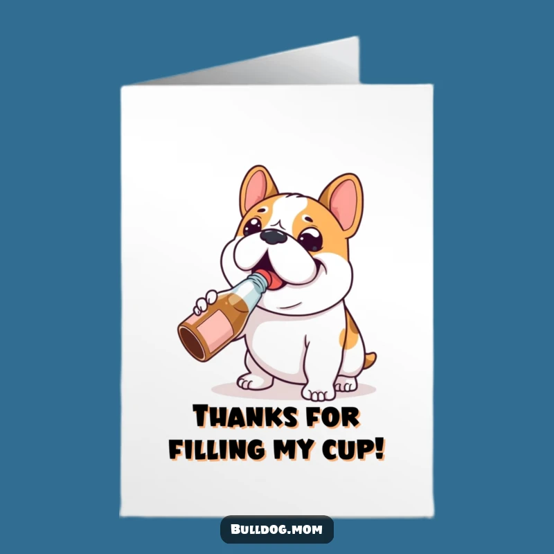 Chugging Bulldog Thank You Card Free Printable: Happy Dog Downloadable