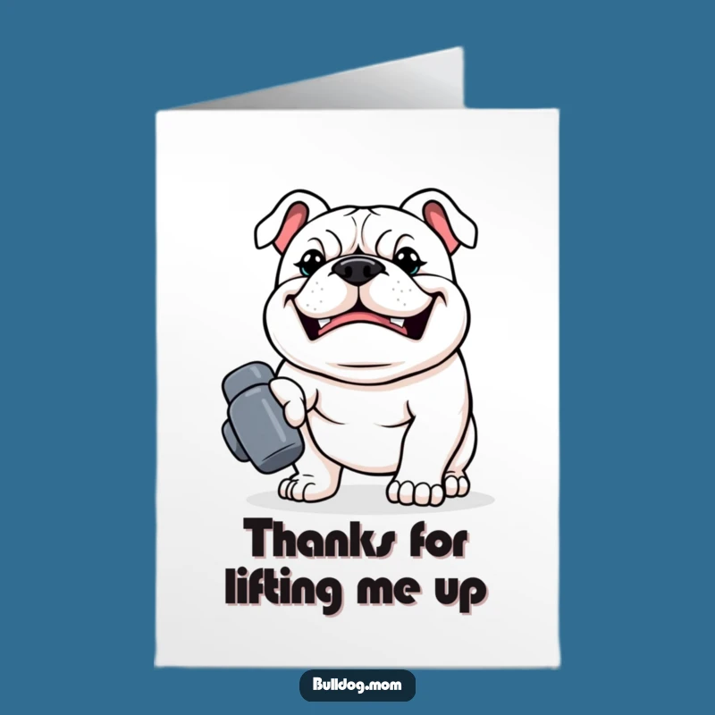 Free Printable Kawaii Bulldog Thank You Card: Funny Fit Dog, Downloadable