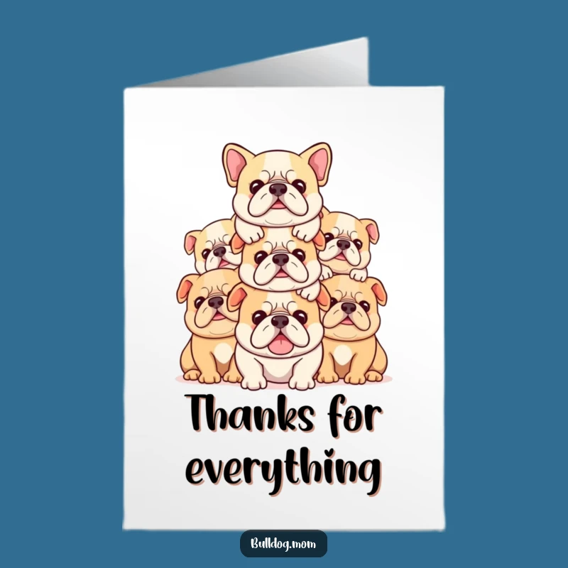Free Printable Thank You Card: Bulldog Stack, Cozy Downloadable