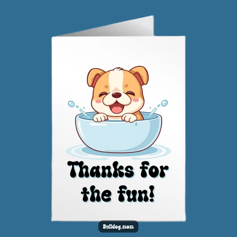 Free Printable Thank You Card: Bulldog Cub Splash, Grateful Gift