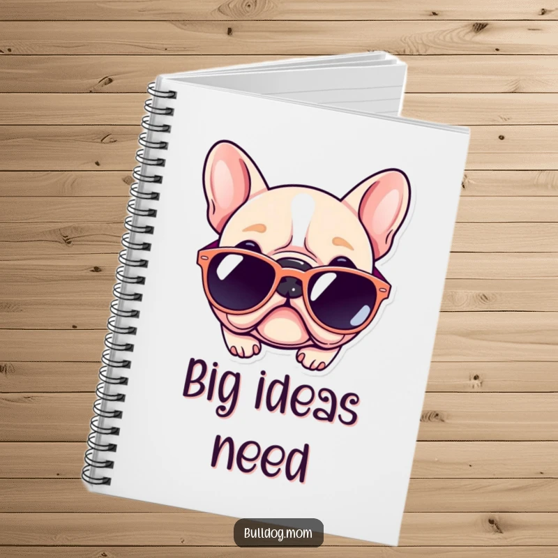 Funny Kawaii Bulldog Notebook: Adorable journal with a cute dog wearing oversized sunglasses, perfect for funny notes and cool ideas.