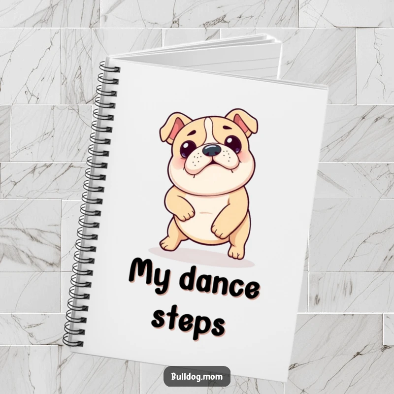 Funny Kawaii Bulldog Shuffle Notebook: Cute bulldog doing a funny dance, ideal for journaling and jotting down silly thoughts.