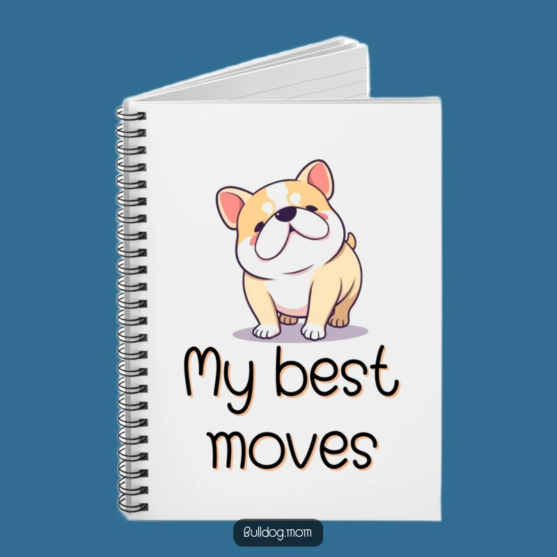Funny Kawaii Bulldog Wiggle Notebook - Happy Chubby Dog Journal Gift