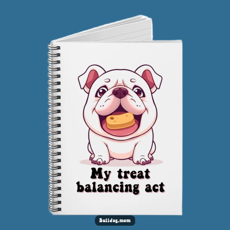 Funny Kawaii Bulldog Treat Balance Notebook - Mischievous Puppy Journal