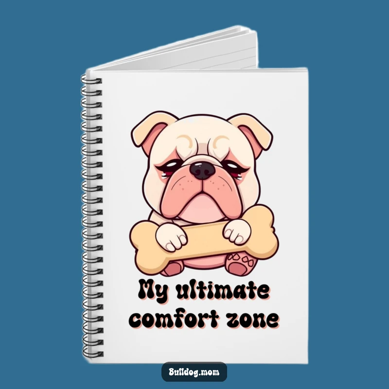 Funny Kawaii Bulldog Droopy Eyes Notebook - Cute Puppy Cuddling Bone Journal