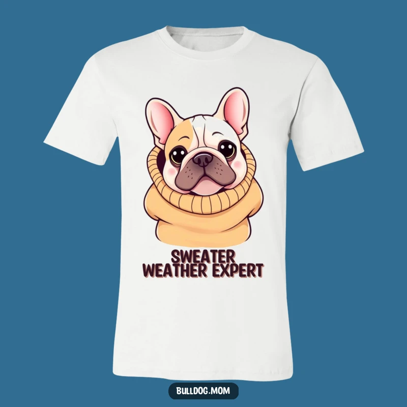 Funny Kawaii Bulldog Sweater T-Shirt: Comical Peek Tee