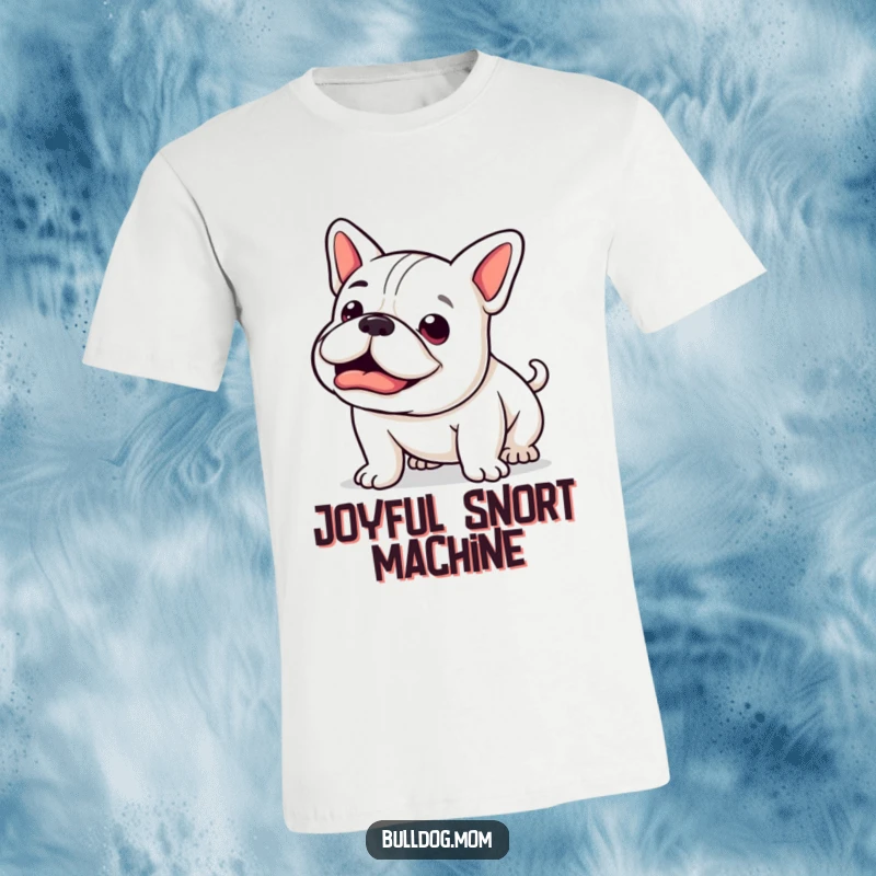 Funny Kawaii Bulldog T-Shirt: A cute bulldog lets out a happy snort, its stubby tail wagging uncontrollably with pure glee.
