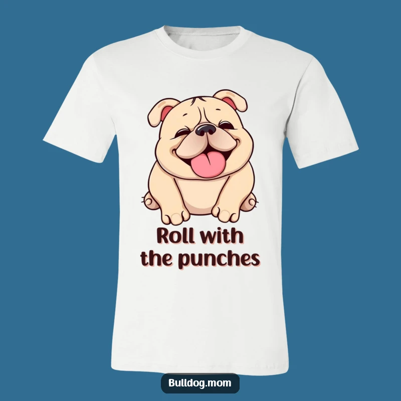 Funny Kawaii Bulldog Playful Snort Tee: Squishy Rolling Over Shirt