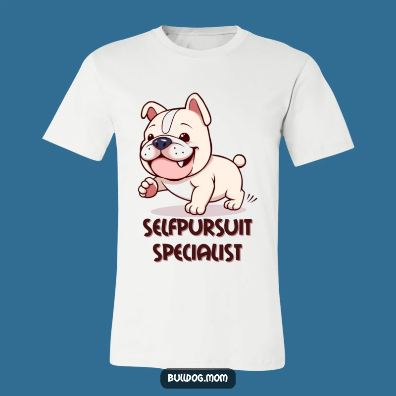 Funny Kawaii Bulldog T-Shirt: Determined Tail Chasing Tee