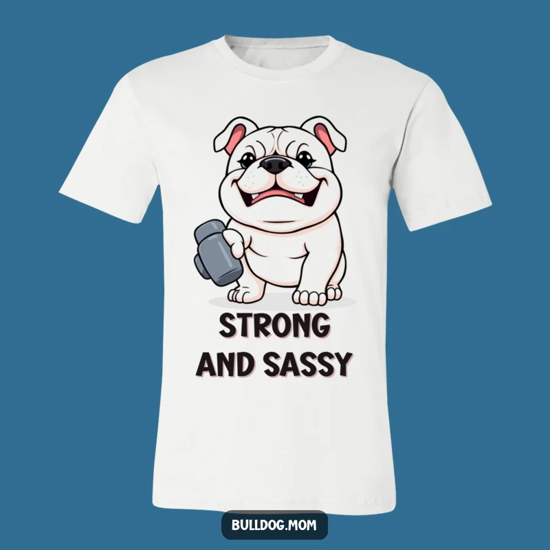 Funny Kawaii Bulldog Dumbbell T-Shirt: Workout Dog Tee