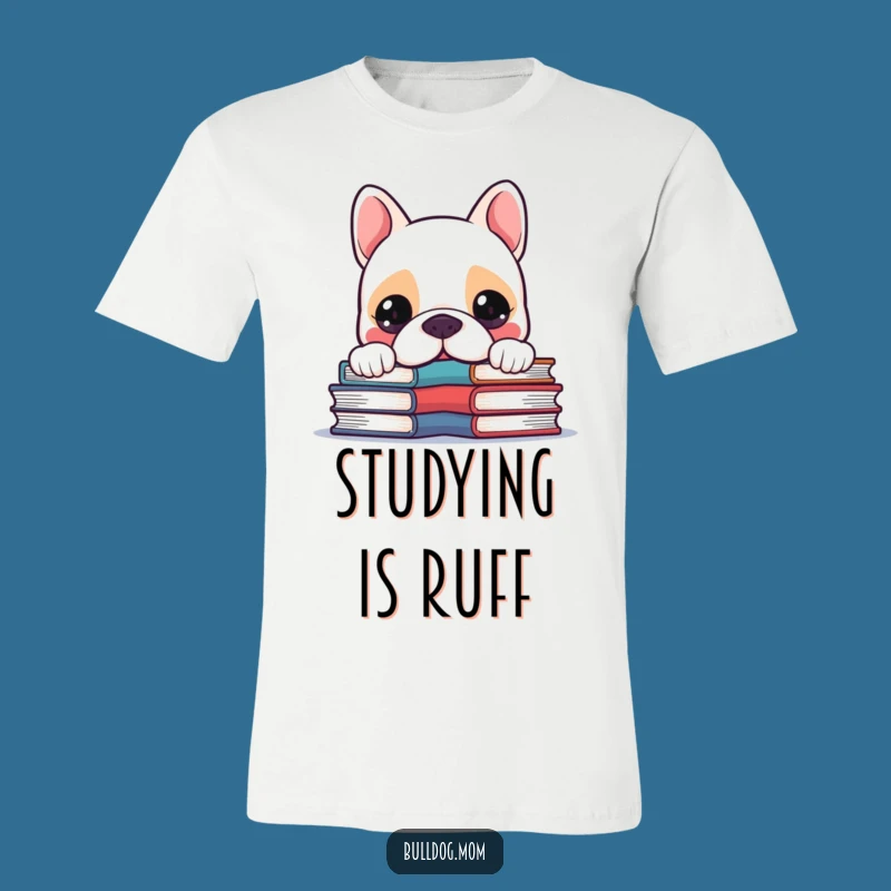 Funny Kawaii Bulldog Book Lover T-Shirt - Cute Curious Pup Tee for Gift