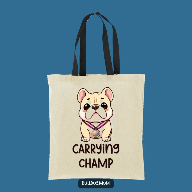 Funny Bulldog Medal Tote Bag: Carry Your Wins in This Humorous Pup Accessory