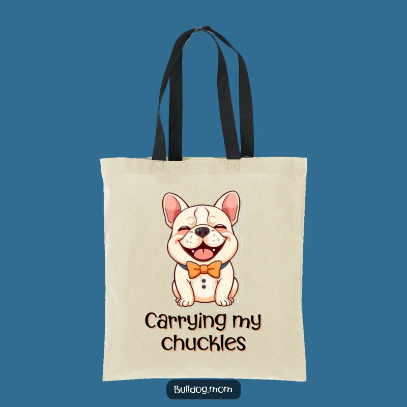 Carry Your Laughs: Funny Kawaii Bulldog Bow Tie Tote Bag