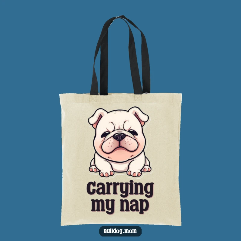 Funny Kawaii Bulldog Tote Bag: Flopped Down Sigh, Stylish Comedic Carry-All