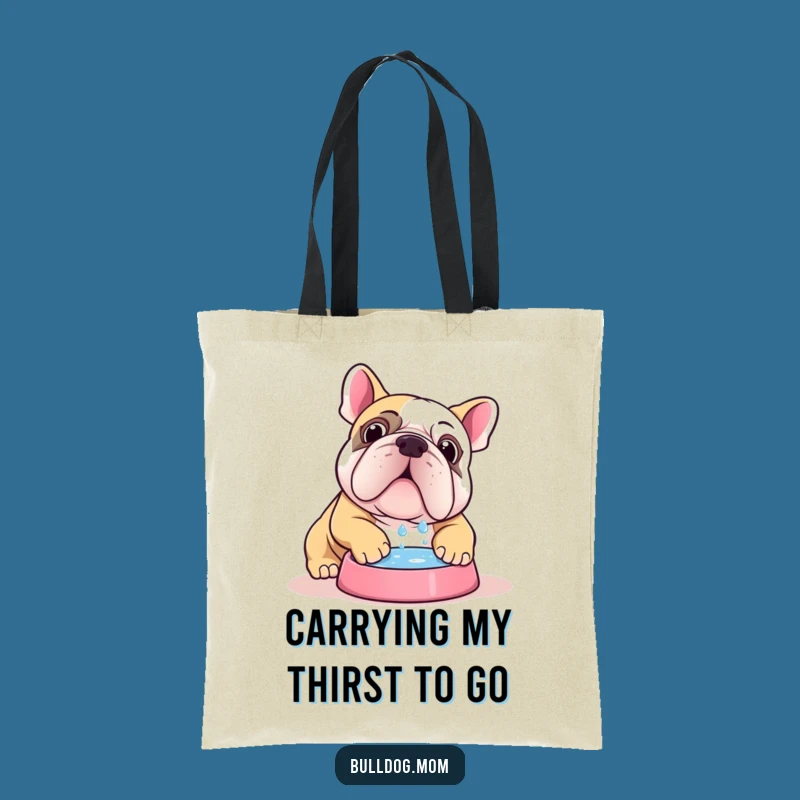Funny Kawaii Bulldog Water Bowl Tote Bag: Carry Your Laughs