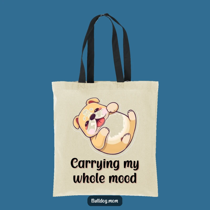 Funny Kawaii Bulldog Tote Bag - Playful Pup Shopping Bag Gift