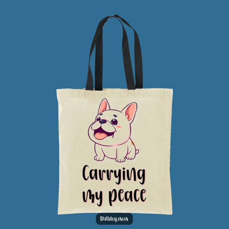 Funny Content Bulldog Tote Bag: Durable bag with a happy sighing pup, an excellent funny gift.