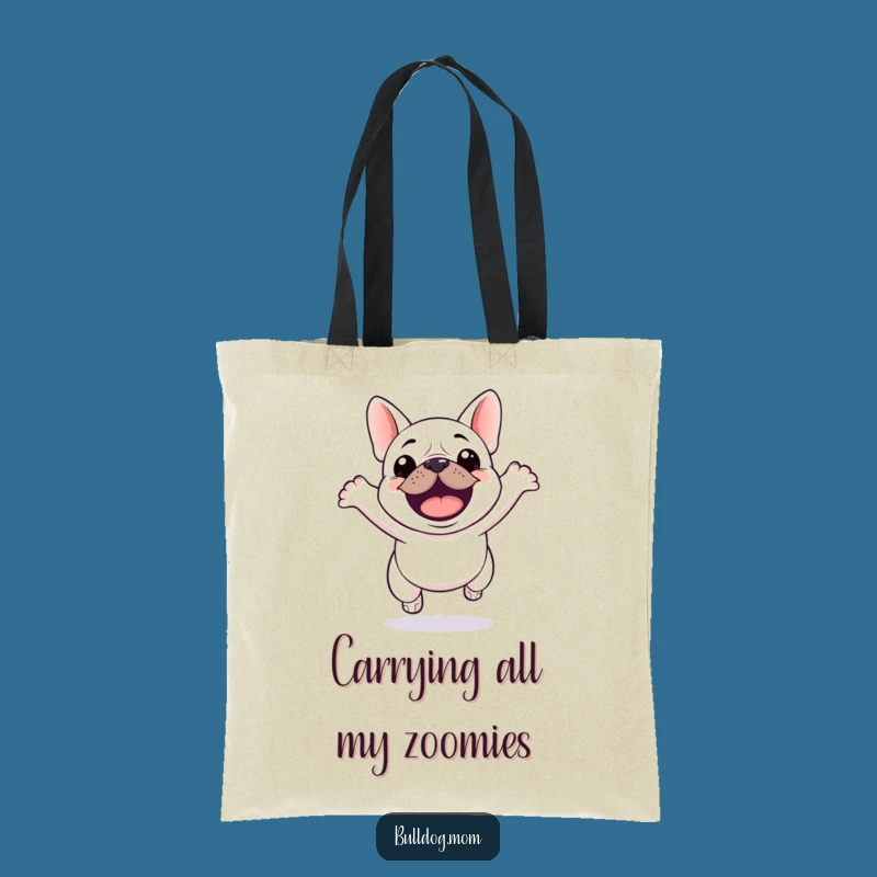 Funny Kawaii Bulldog Jump Tote Bag: Hilarious Eco-Friendly Gift for Dog Enthusiasts!