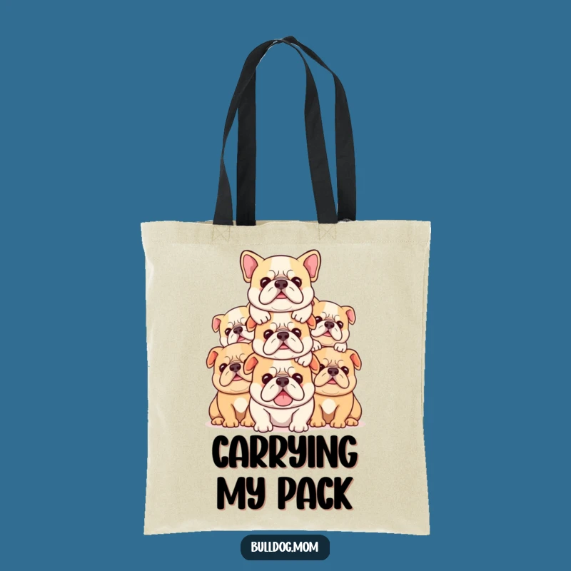 Funny Kawaii Bulldog Stack Tote Bag: Carry Your Pups
