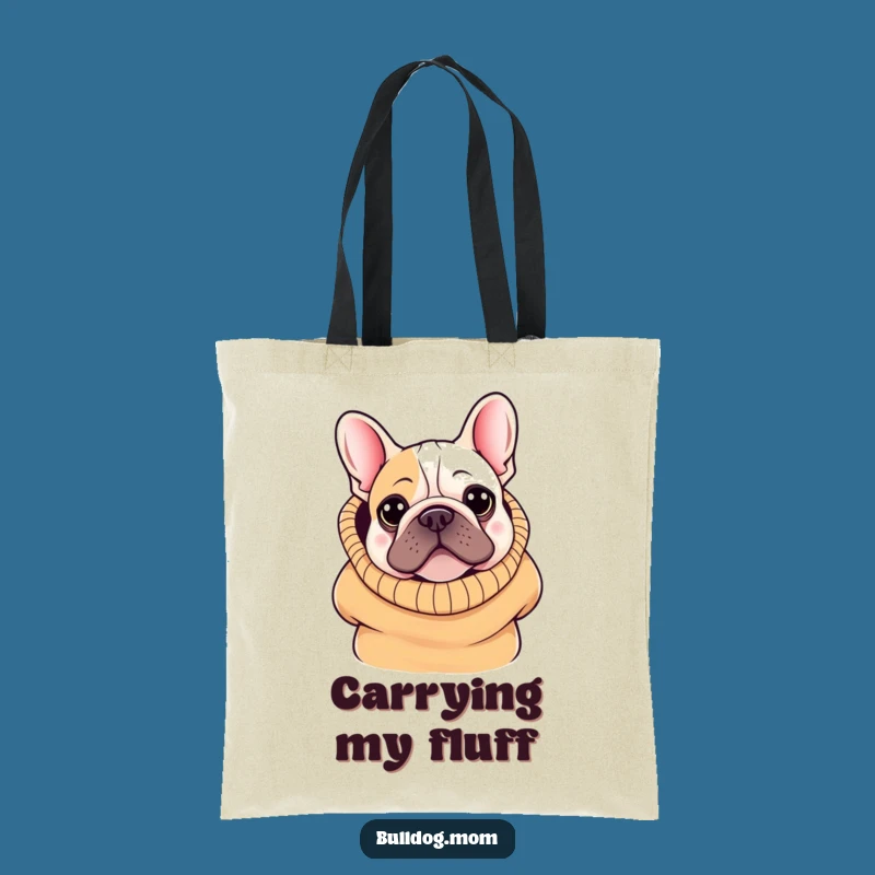 Funny Kawaii Bulldog Sweater Tote Bag: Comical Peek Carry-All